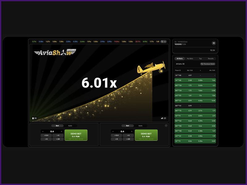 Play for real money at Aviashow