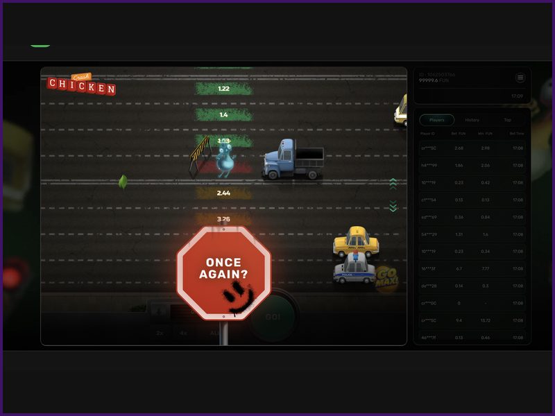 The Step Betting and Go Max features in Chicken Crash