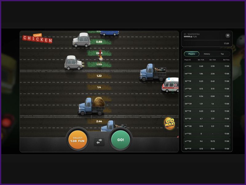 The main stages of playing Chicken Crash