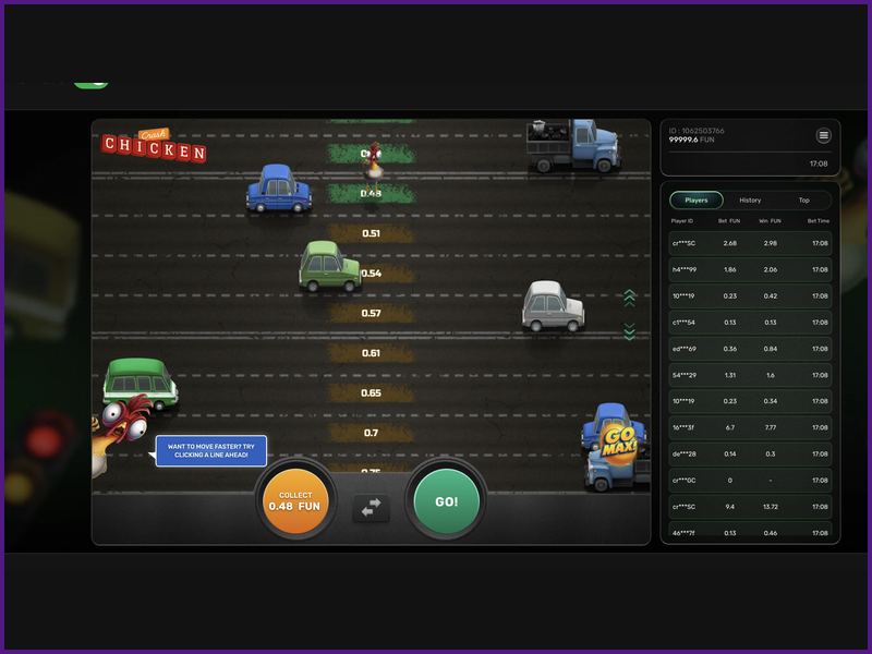 Multipliers and odds in Chicken Crash