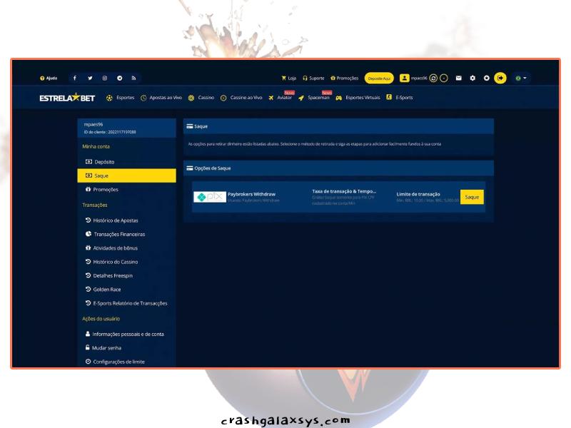 Comment faire un dépôt pour Crash Galaxsys à EstrelaBet